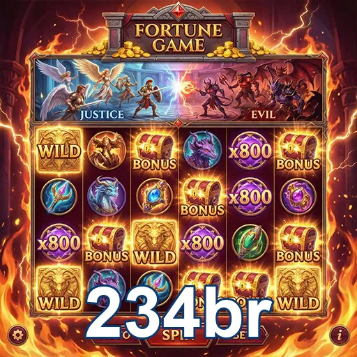 Tela do jogo de slots Fortune no site 234br, mostrando símbolos e roletas coloridas.